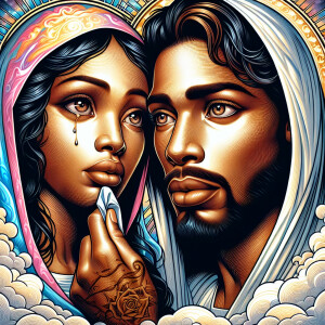 Ensure that the image distinctly represents both Jesus Christ an...