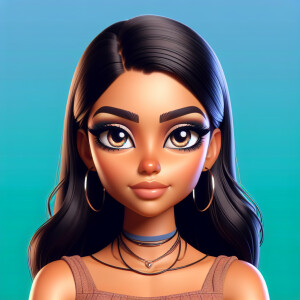 female with big eyes