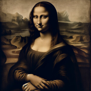 Describe the most distinctive features of the Mona Lisa painting...