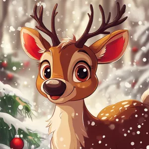 Generate a Christmas picture with Rudolph the reindeer in a cart...