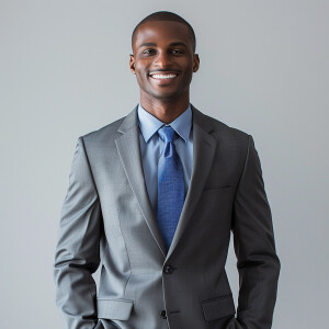 A man wearing a suit.

The Suit Color is gray 

The Tie Color is...