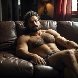 was enjoying himself on the couch  with his manhoogrowin lean gr...