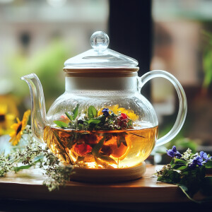 设计一款玻璃茶壶装着养身茶