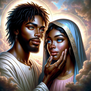 Ensure that the image distinctly represents both Jesus Christ an...