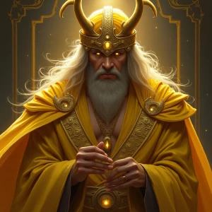 A spellbindingly elegant gilded warlock, his every feature exudi...