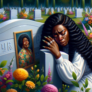 A beautiful light-skinned African-American woman with long wavy...