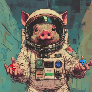 In your digital illustration, capture a character that is a pig...