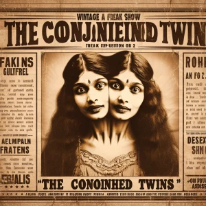 Create a vintage-style Freak Show poster featuring the Conjoined...