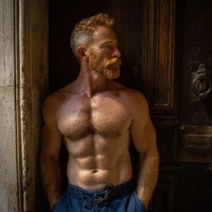 Can you make a picture of an Italian man He has ginger faded hai...