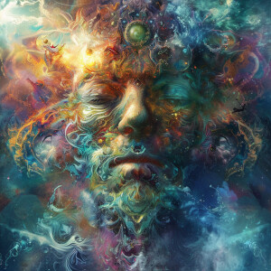 Create an ultra-realistic depiction of a 5-MeO-DMT realm, featur...