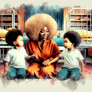 Hyper realistic with elements of watercolor of a African America...