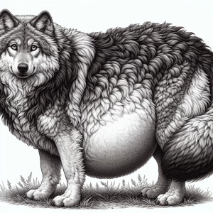 A pregnant wolf with  fluffy fur
