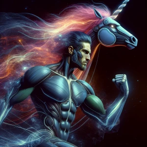 The meta human the unicorn man showing off that massive d