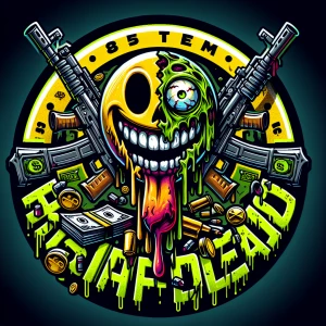 Create a professional , horror-themed circular brand logo featur...