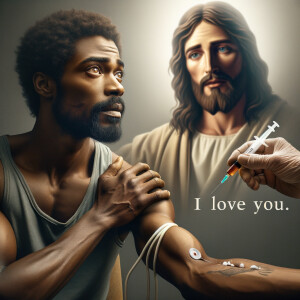 Can you help me create a African-American Jesus with medium with...
