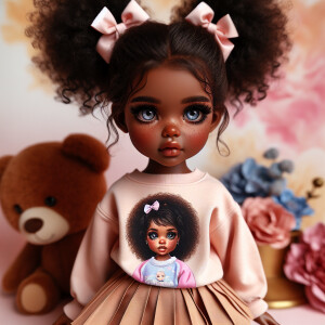 Refine the 3D realistic image of a four-year-old African-America...