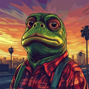 MEME PEPE in GTA art style — — in the style of a Grand Theft Au...