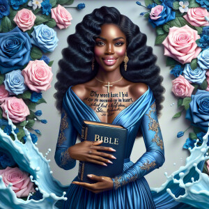 Create an image of an ultra-light-skinned African-American woman...
