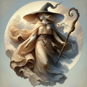 Write a story about a beautiful mother goddess witch wearing a w...
