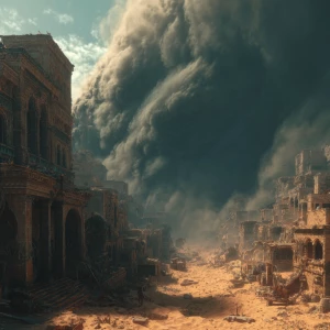 Harsh winds blow, dust clouds rise, and a storm approaches. Agai...