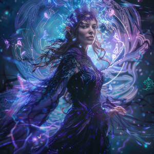 Ultra-realistic elven sorceress, captured in the style of Kirlia...