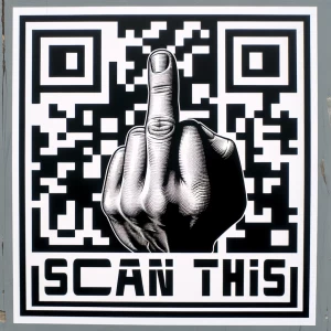 Generate an image of a hand giving the middle finger, overlaid o...