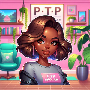 A glossy, ultra-high-definition cartoon-style image of a stylish...