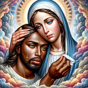 Ensure that the image distinctly represents both Jesus Christ an...