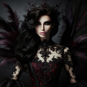 A beautiful goddess named Lilith with her gothic elegant dress