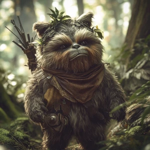 Create an image of an Ewok, a character from the Star Wars unive...
