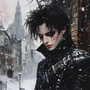 Create a portrait of Edward Scissorhands, the iconic character w...