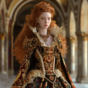 Create a photorealistic image of a light ginger-haired model wal...