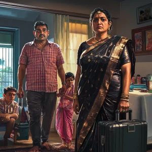 Realistic art style 1:1 ,a 54-year-old Gujarati aunty who works...