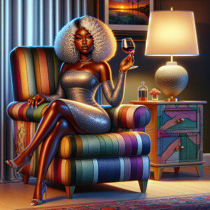 Airbrush style: A luxurious living g room with a colorful reclin...