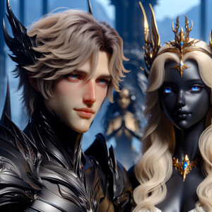 Caranthir-Ar-Fieniel from the Witcher kneels down before Queen T...