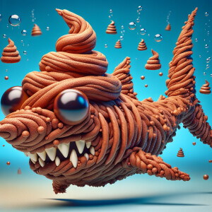 create an image of a shark made out of poo like the emoji:

Titl...