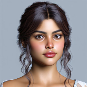 Beautiful young lady, Hispanic, curvy figure, photorealistic