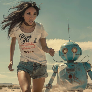 Photograph of a gorgeous 23-year-old brunette woman is running a...