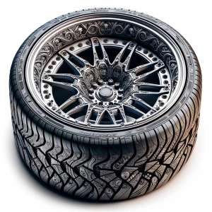 Create a design for a set of custom car wheels that combines det...
