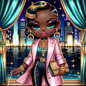 Produce an elegant and refined hip-hop influenced digital illust...