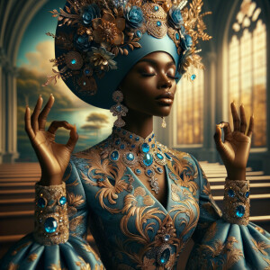 Create an illustration that embodies spirituality and a deep con...