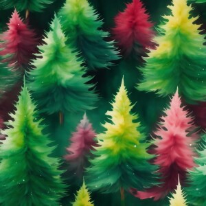 create a water color panting of christmas tree for a green card