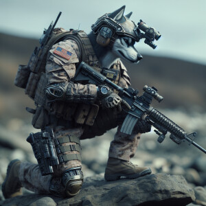 Create a realistic picture of a humanoid husky as a United State...