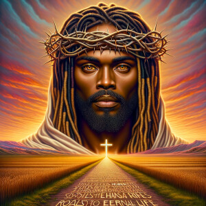 Create a hyper-realistic portrait of an African-American Jesus w...
