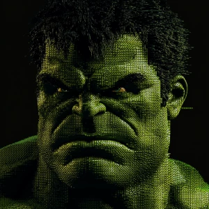 Create an ASCII art representation of the character The Hulk.