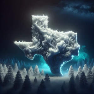 Beautiful epic Texas State Outline made of smoke in front  of th...