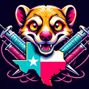 “A highly detailed logo of an anthropomorphic mongoose with a wi...