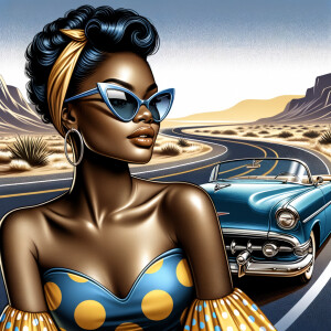 Craft an airbrushed depiction of a fashionable African American...