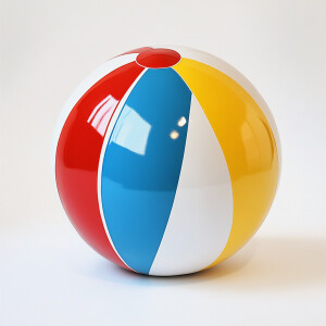 Create a colorful beach ball with bold sections in red, yellow,...