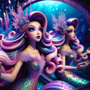 Beautiful mommy, long wavy hair, purple hair, shimmery tail, imm...